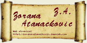 Zorana Atanacković vizit kartica